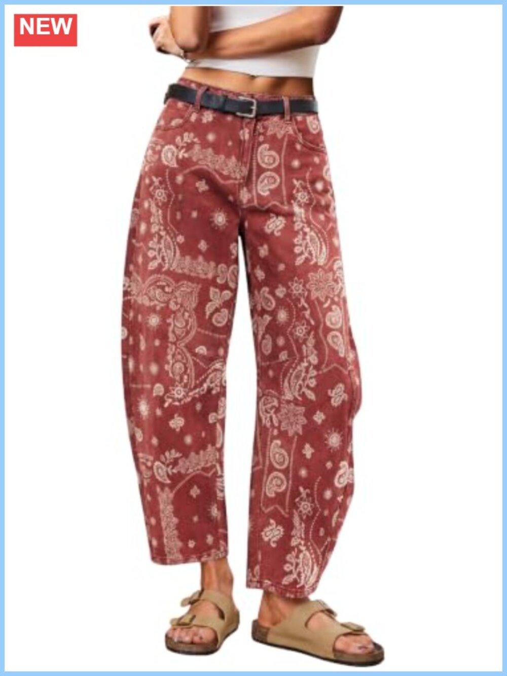 Barrel Jeans Womens Mid Rise Baggy Cropped Ankle Denim Pants